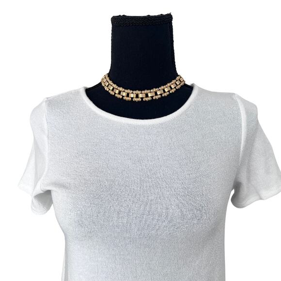 ALYA NWOT White Crew Neck Open Back Short Sleeve with Tie Detail Blouse Top - xs - Picture 4 of 8